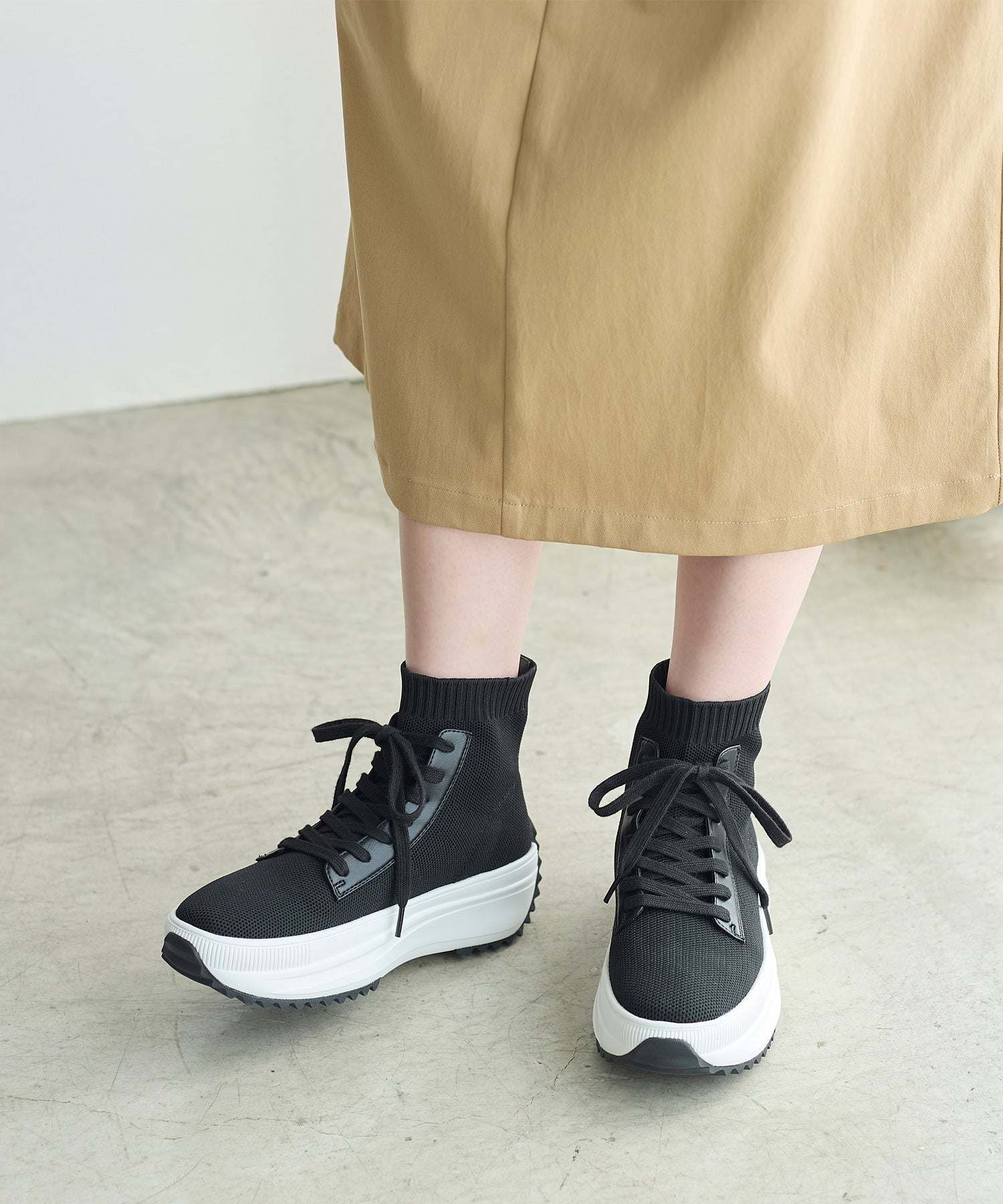 コカ COCA 軽量 レースアップ ニットブーツ （BL） BL