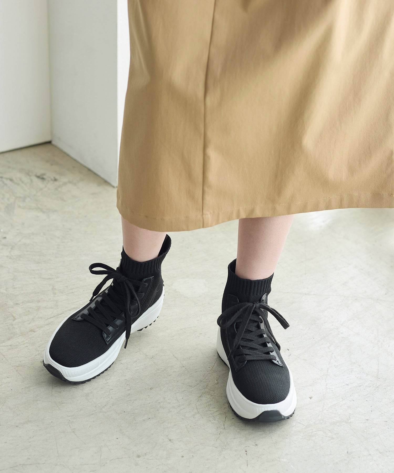 コカ COCA 軽量 レースアップ ニットブーツ （BL） BL