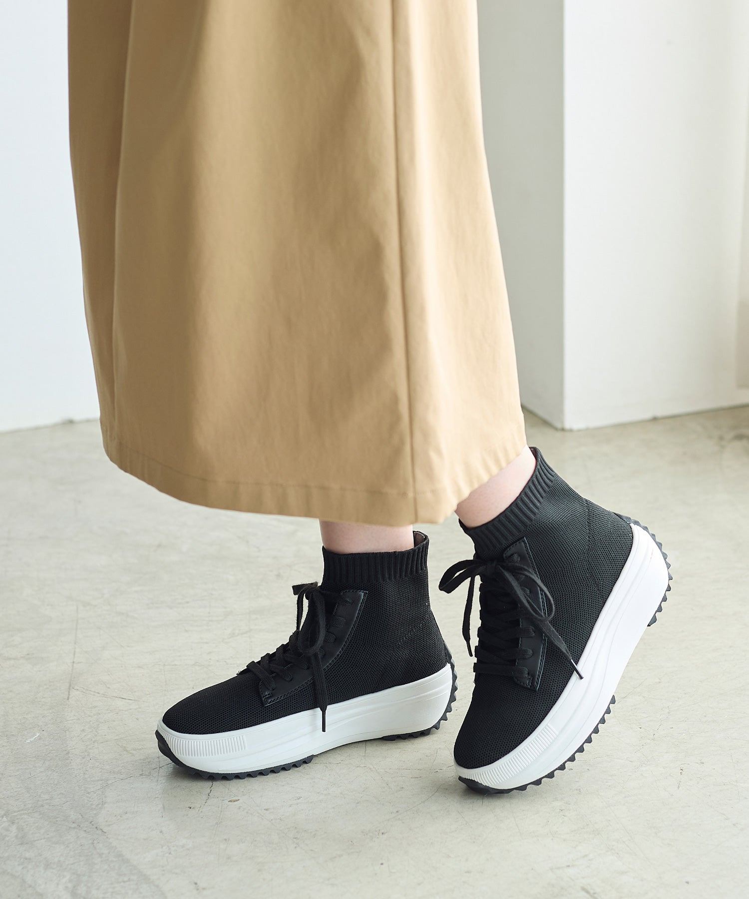 コカ COCA 軽量 レースアップ ニットブーツ （BL） BL