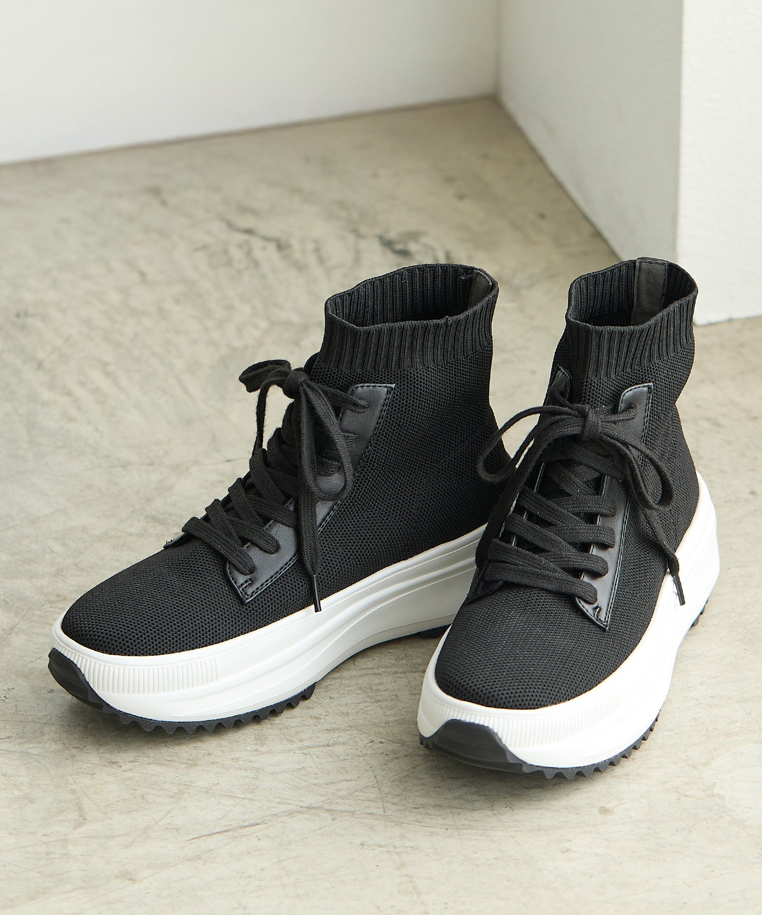 コカ COCA 軽量 レースアップ ニットブーツ （BL） BL