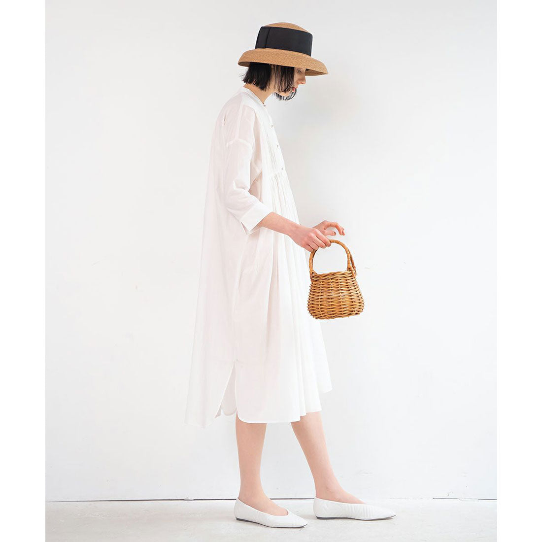 Couple Coeur Pintuck Volume Shirt Dress 【Washable】