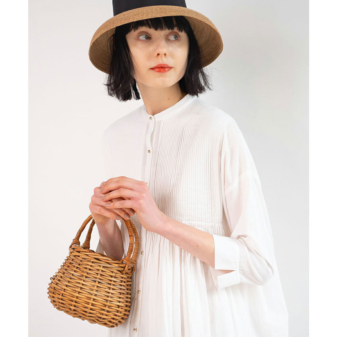 Couple Coeur Pintuck Volume Shirt Dress 【Washable】
