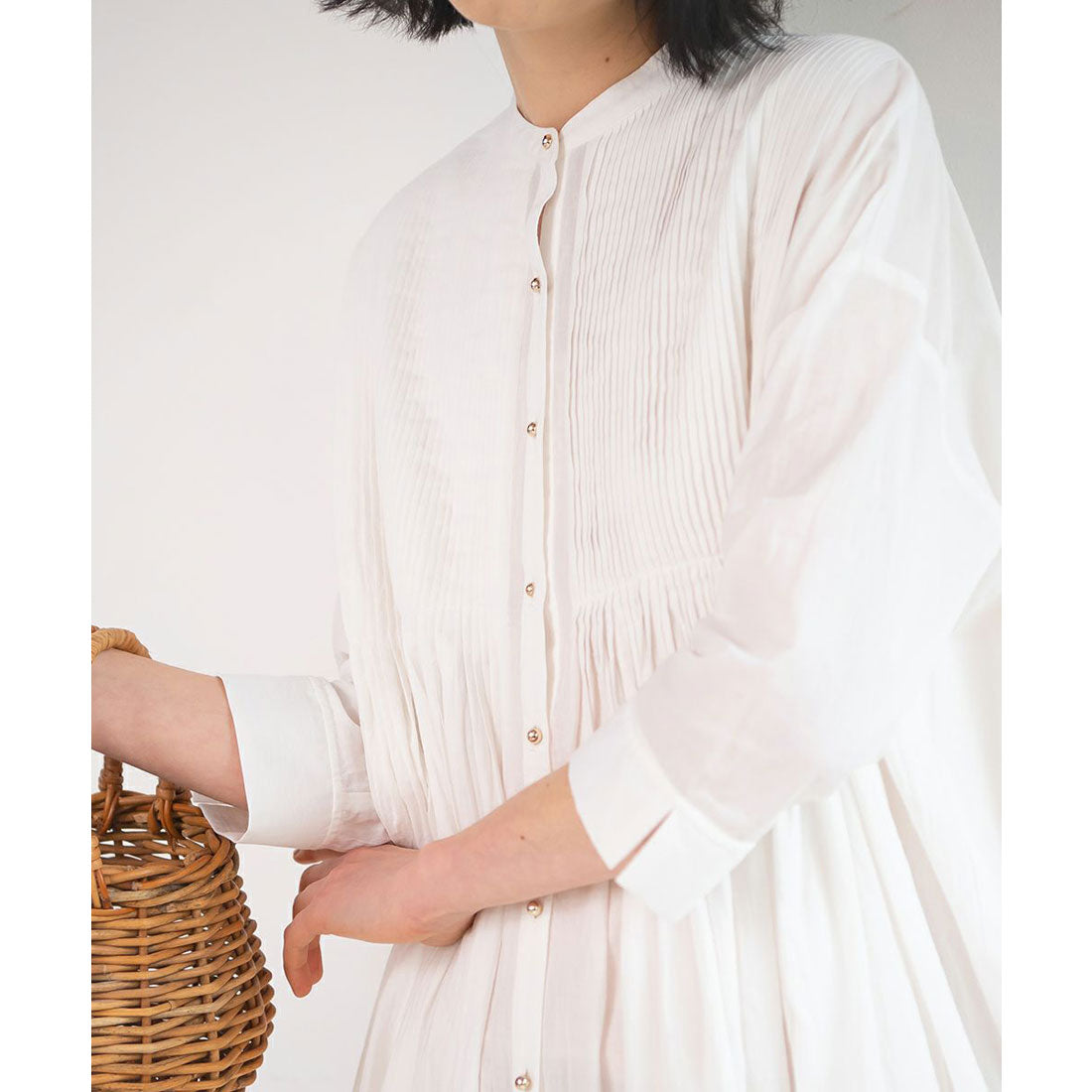 Couple Coeur Pintuck Volume Shirt Dress 【Washable】