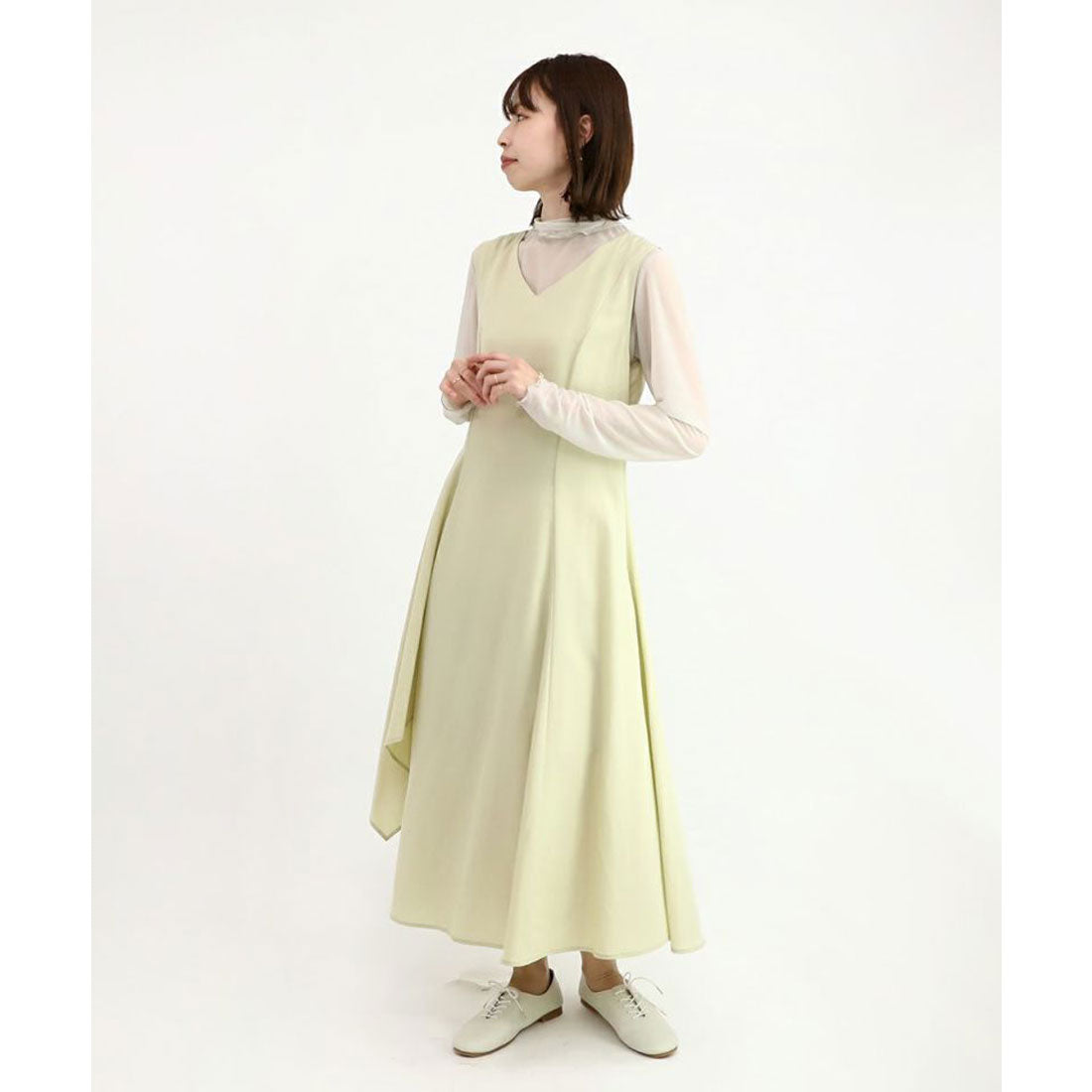 クープルクール COUPE LE COEUR アシンメトリードレープフレアーワンピース