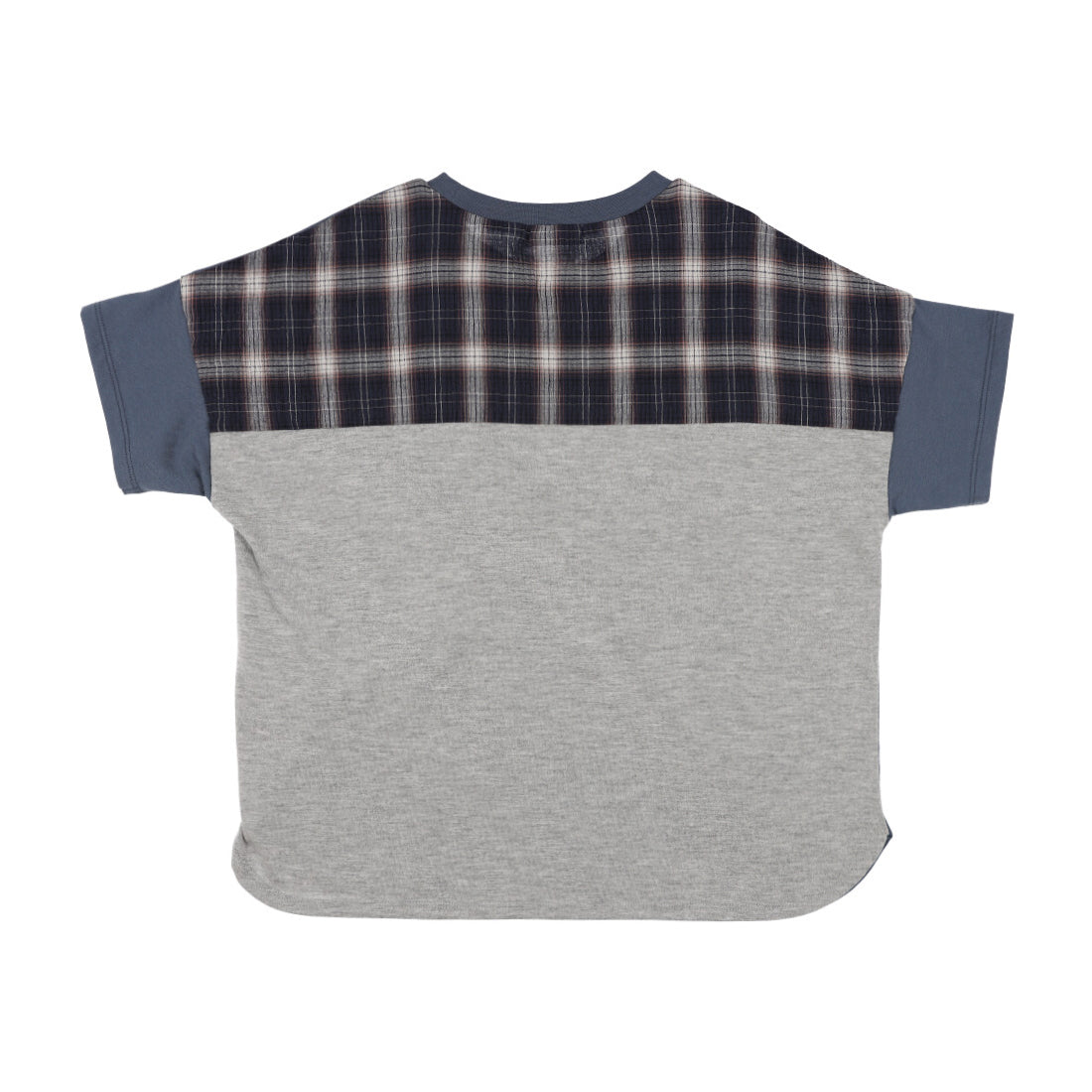 コムサイズム COMME CA ISM ワッシャーチェック使い 半袖Tシャツ （ネイビー） ネイビー