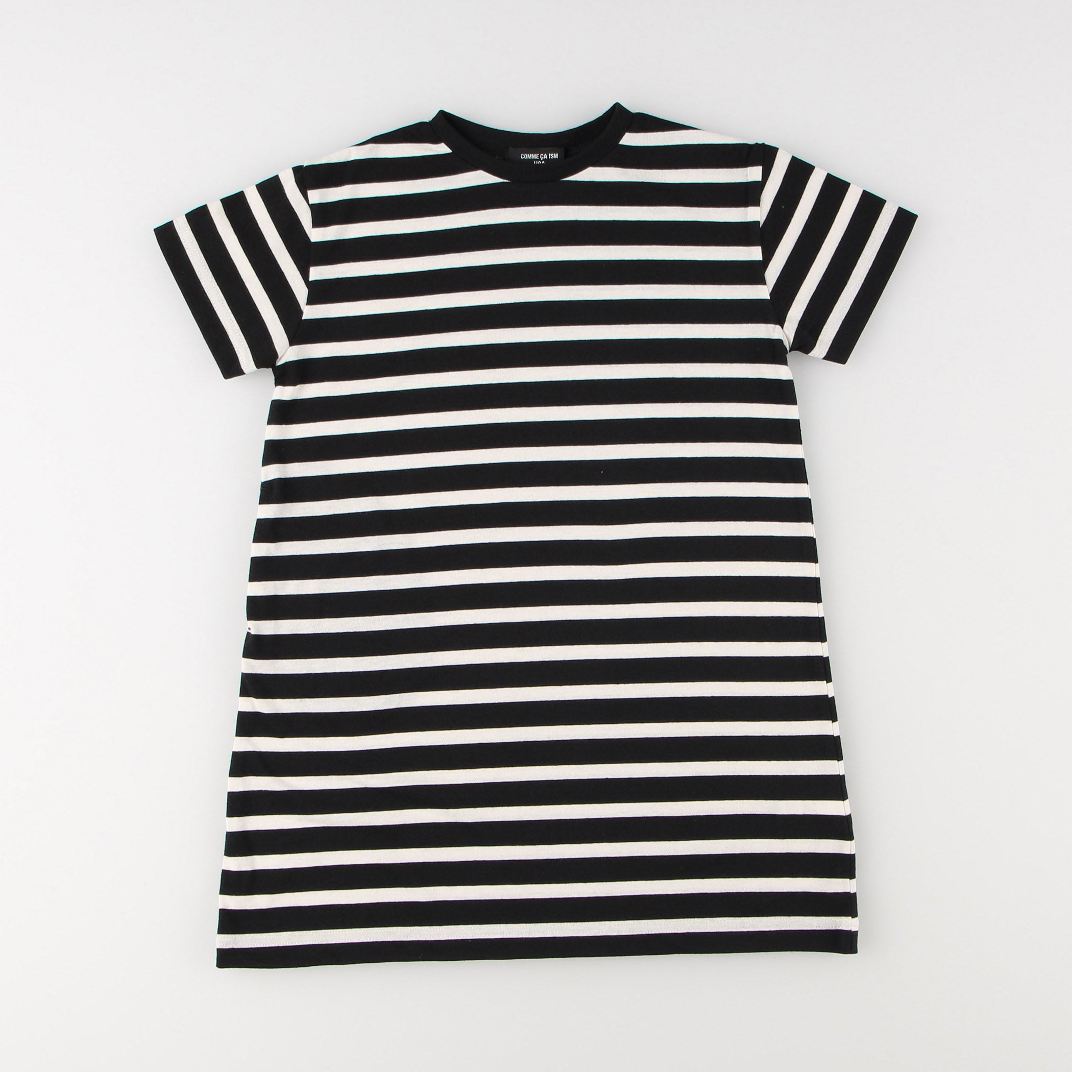 コムサイズム COMME CA ISM ボーダー 半袖Tシャツワンピース,ブラック