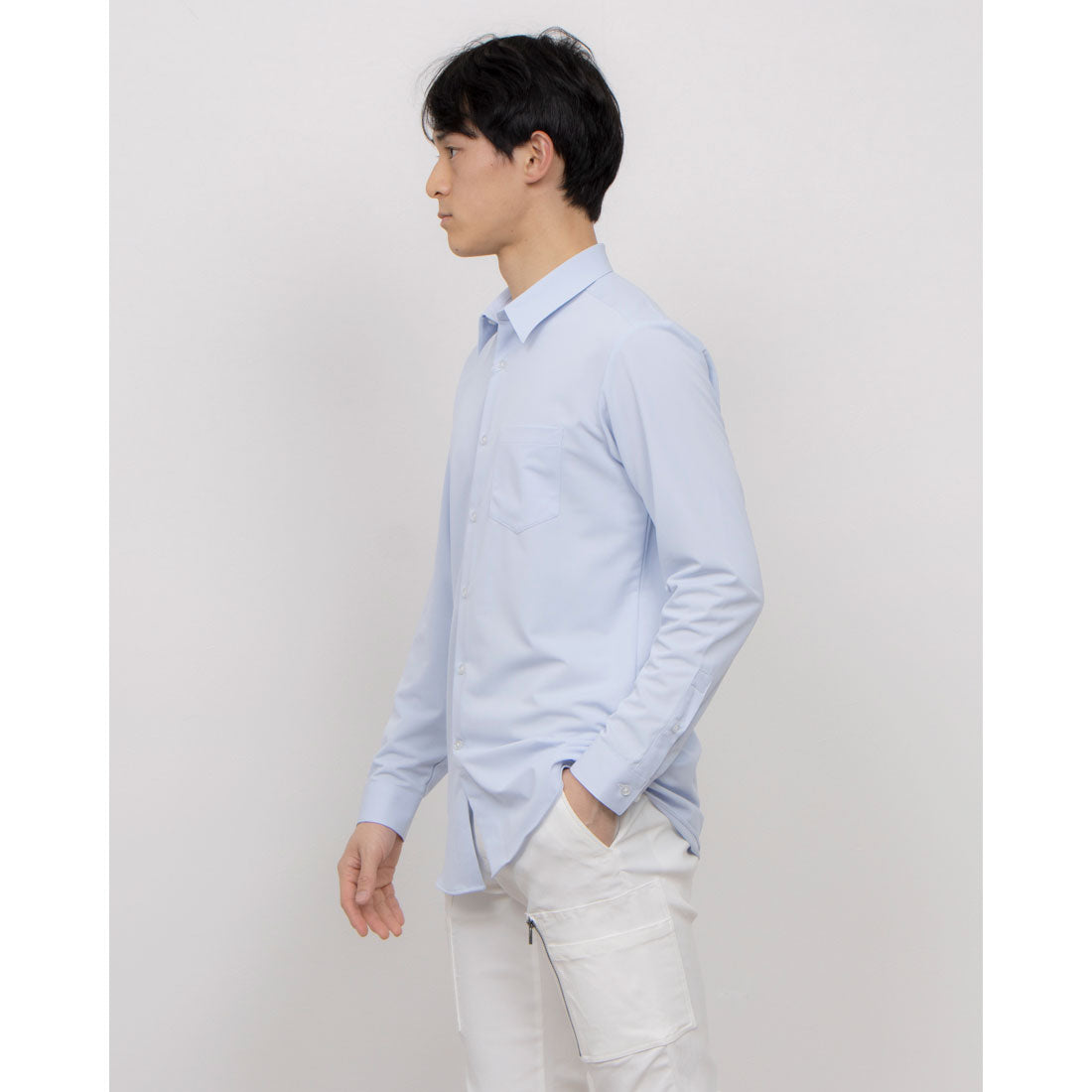 コムサイズム COMME CA ISM ポリエステル トリコット ドレスシャツ