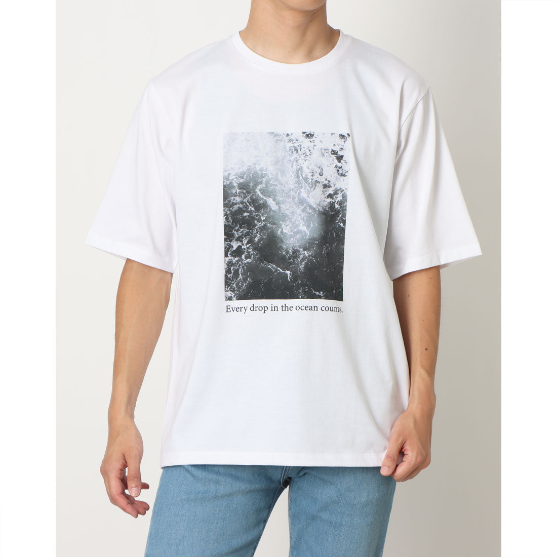 コムサイズム COMME CA ISM 【接触冷感】 Feel-Cool フォトTシャツ 「SEA」 （ホワイト） ホワイト