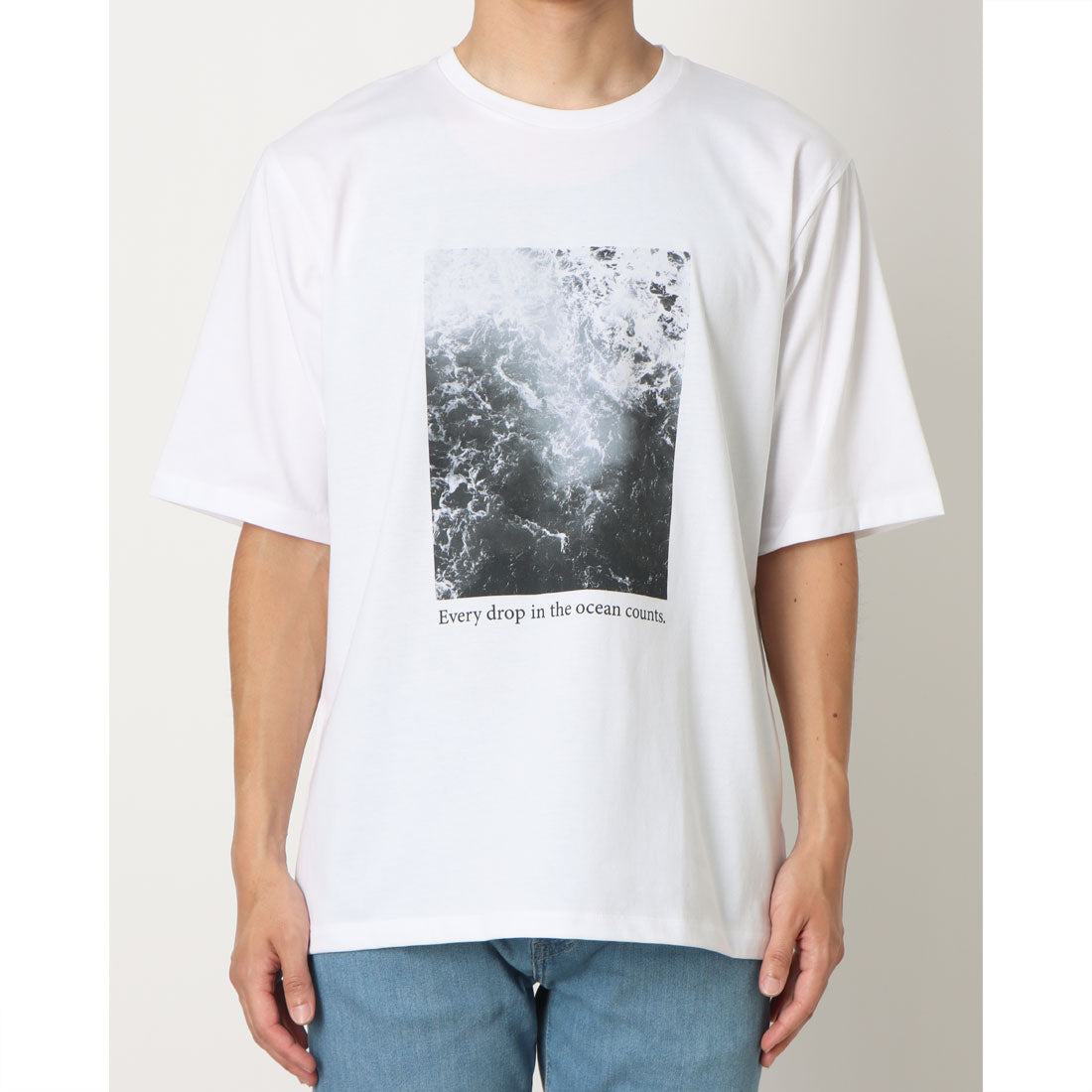 コムサイズム COMME CA ISM 【接触冷感】 Feel-Cool フォトTシャツ 「SEA」 （ホワイト） ホワイト