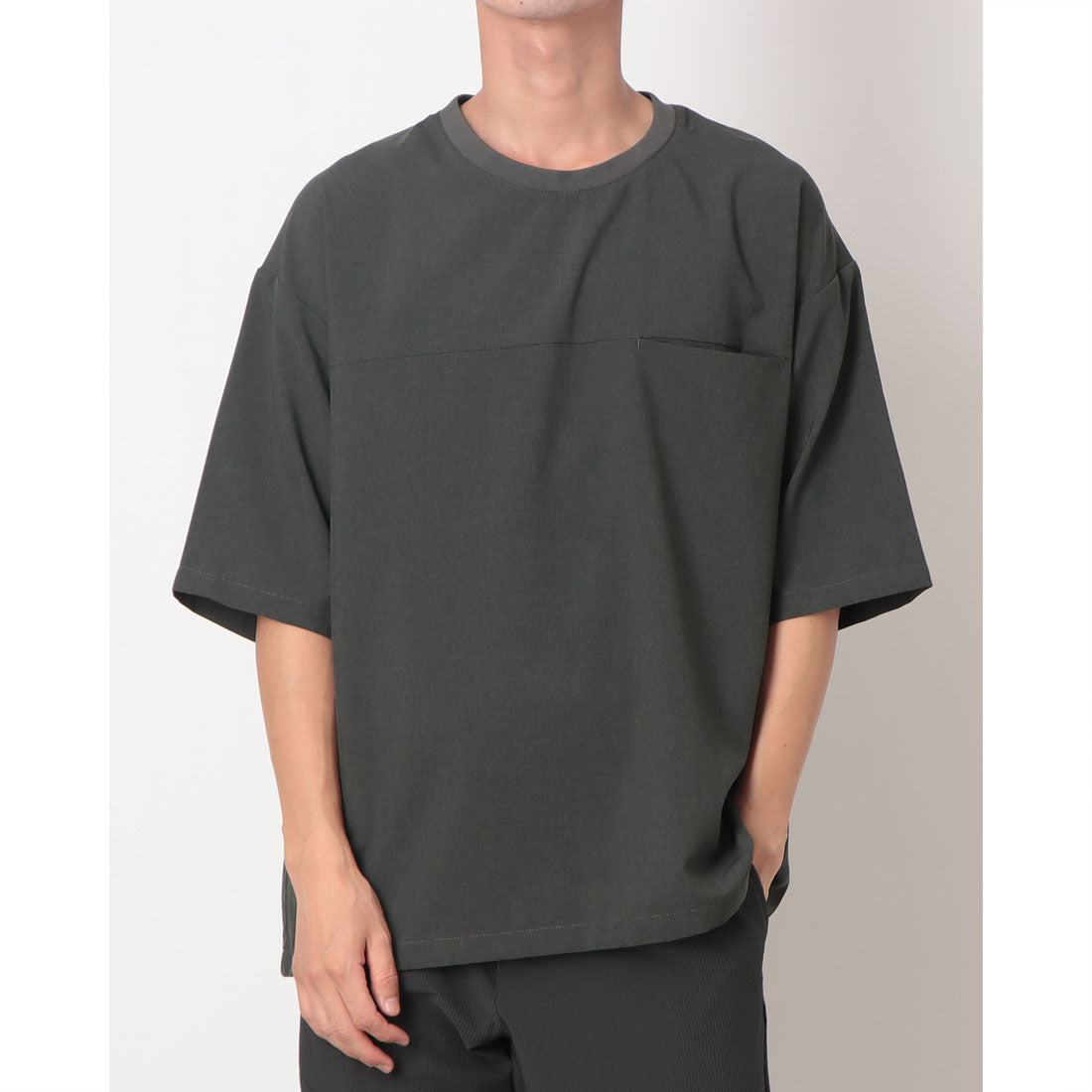コムサイズム COMME CA ISM 【セットアップ対応】ライトウエイト ポリエステル 布帛Tシャツ （カーキ） カーキ