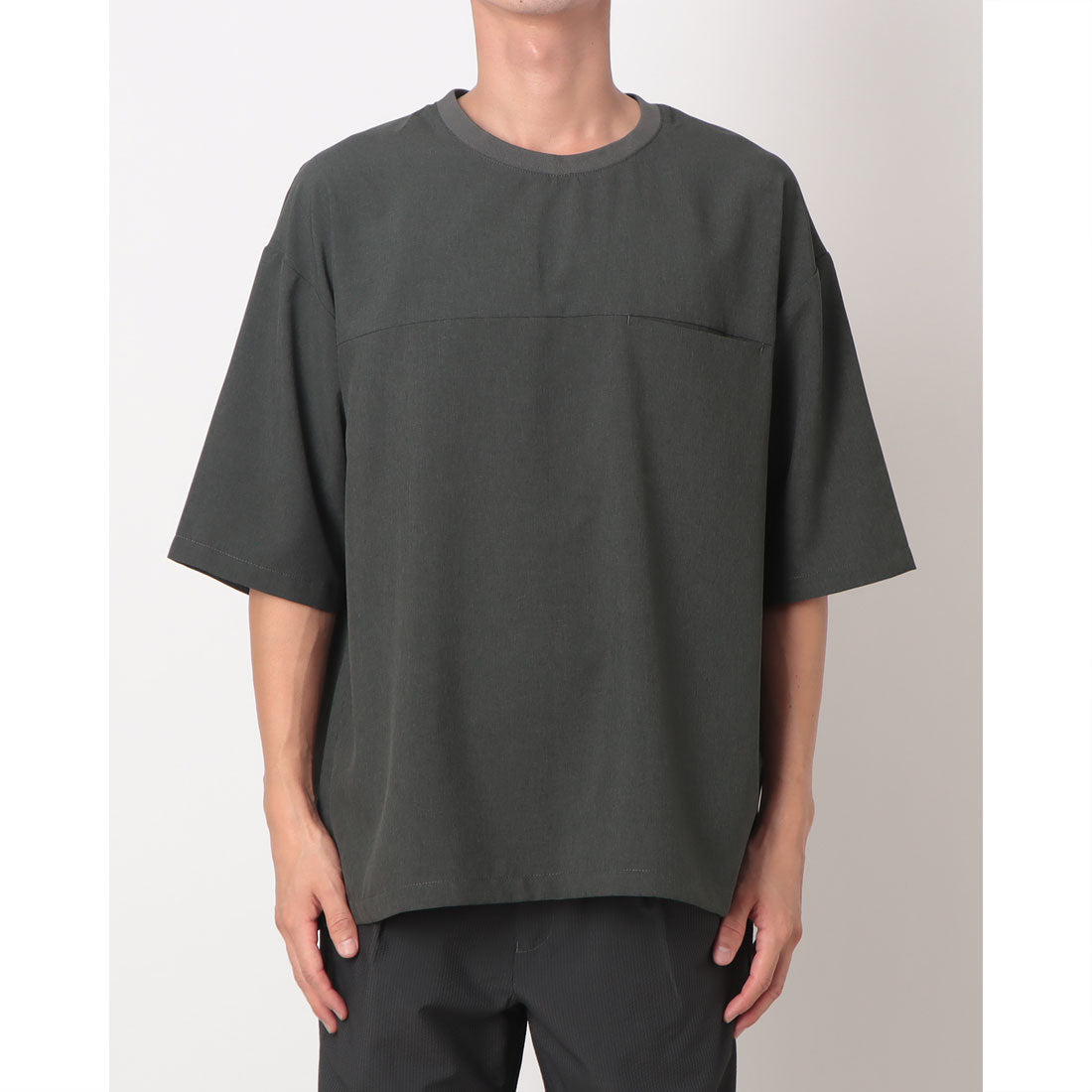 コムサイズム COMME CA ISM 【セットアップ対応】ライトウエイト ポリエステル 布帛Tシャツ （カーキ） カーキ