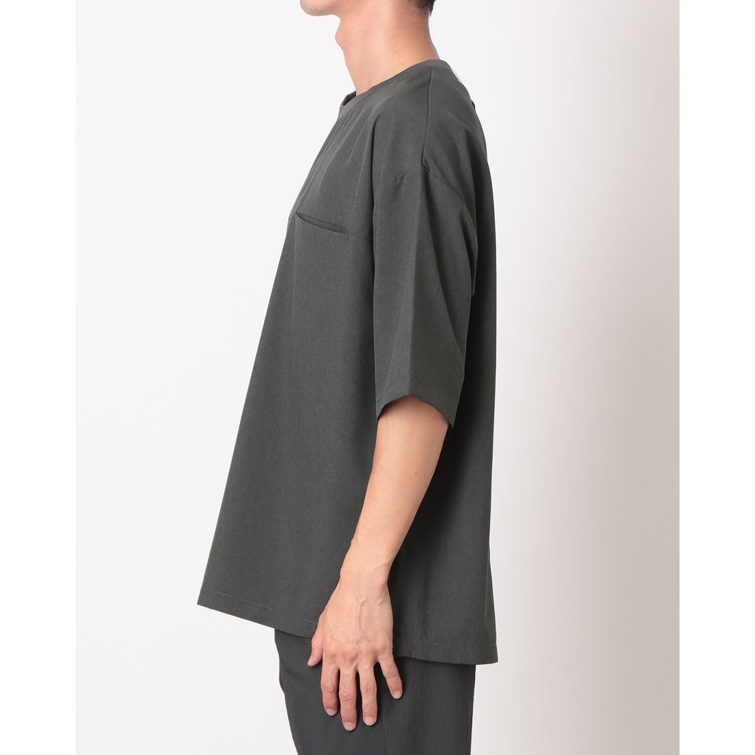 コムサイズム COMME CA ISM 【セットアップ対応】ライトウエイト ポリエステル 布帛Tシャツ （カーキ） カーキ