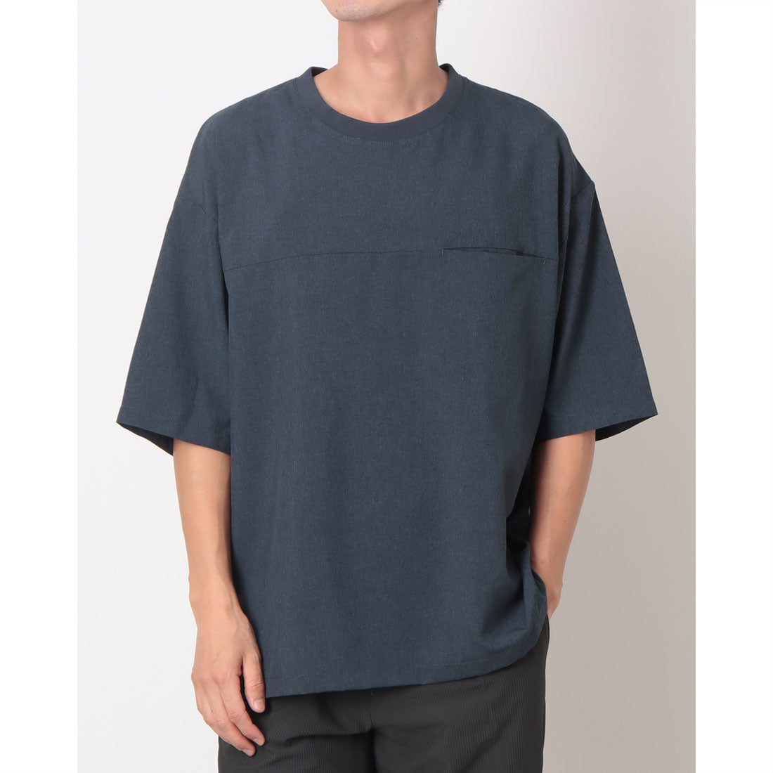 コムサイズム COMME CA ISM 【セットアップ対応】ライトウエイト ポリエステル 布帛Tシャツ （ネイビー） ネイビー