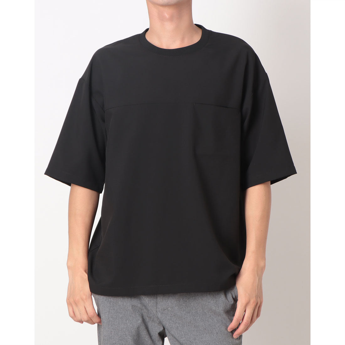 コムサイズム COMME CA ISM 【セットアップ対応】ライトウエイト ポリエステル 布帛Tシャツ （ブラック） ブラック
