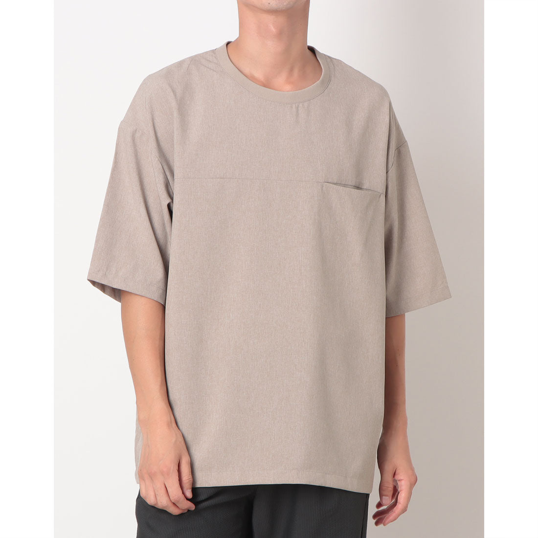 コムサイズム COMME CA ISM 【セットアップ対応】ライトウエイト ポリエステル 布帛Tシャツ （ベージュ） ベージュ