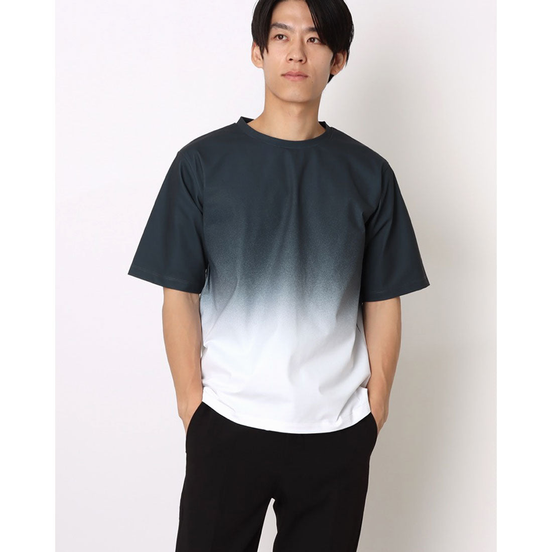 コムサイズム COMME CA ISM グラデーションプリントTシャツ （ブラック） ブラック