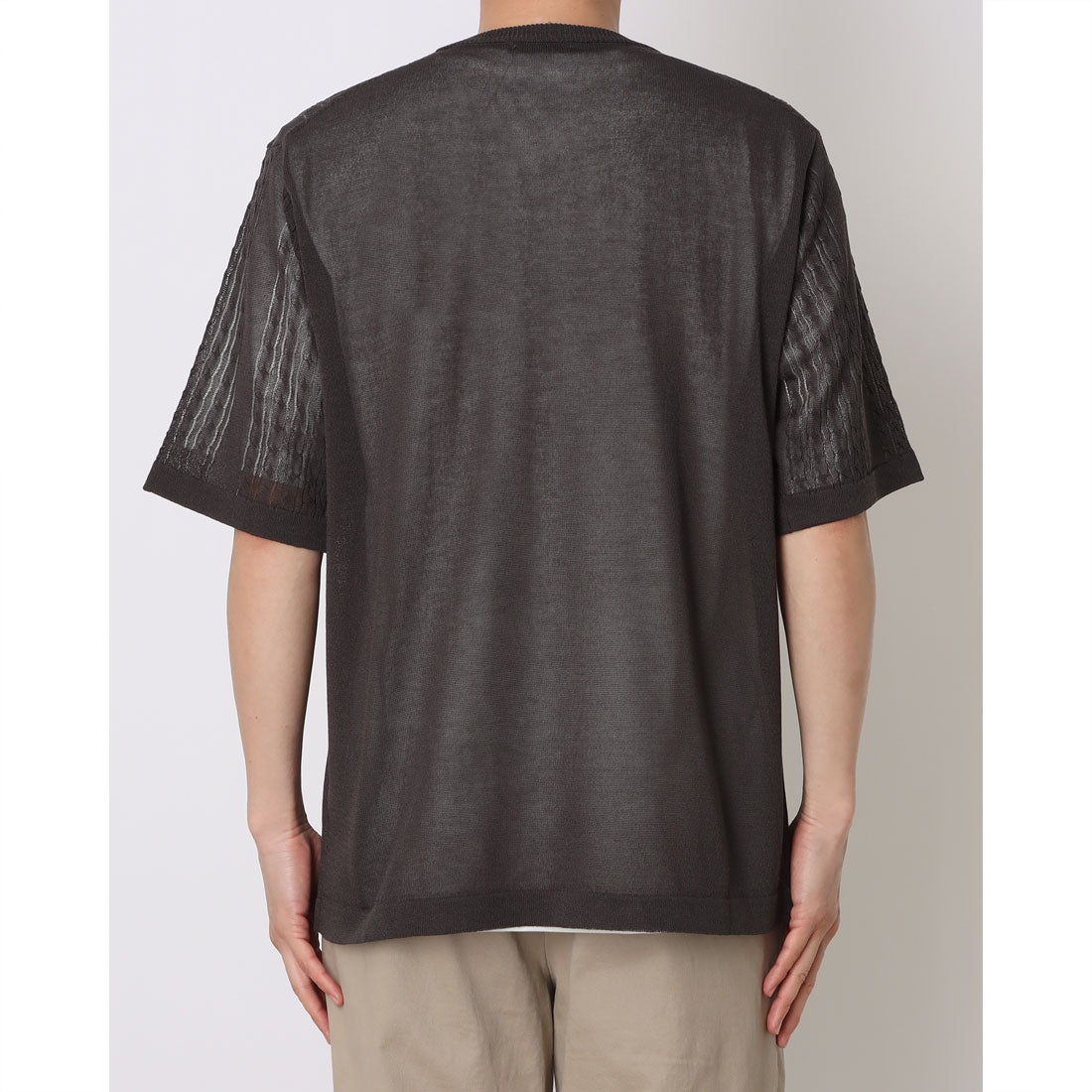コムサイズム COMME CA ISM [セットアイテム]リネンライクケーブル クルーネックニット＋T/C天竺Tシャツ （チャコール） チャコール
