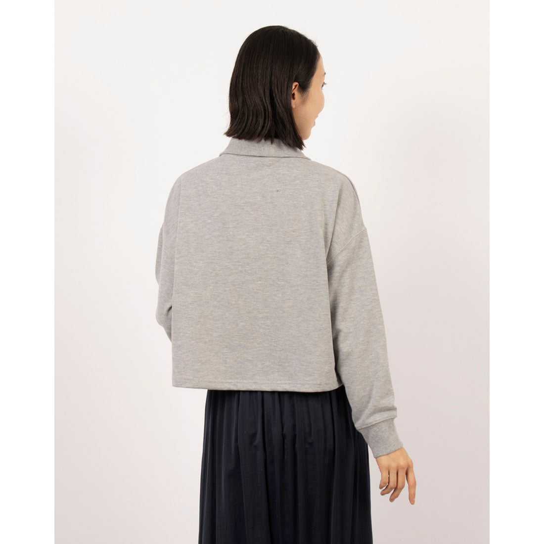 コムサイズム COMME CA ISM ショート丈 ハーフジップ トレーナー