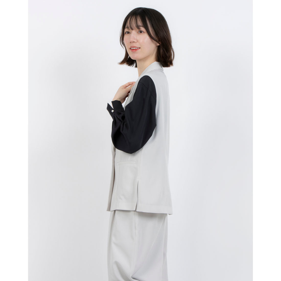 COMME CA ISM COMME CA ISM 【套裝對應】 聚酯斜紋 鐘形背心