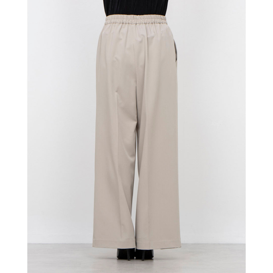 COMME CA ISM Polyester Rayon Stretch Wrap-Style Wide Pants