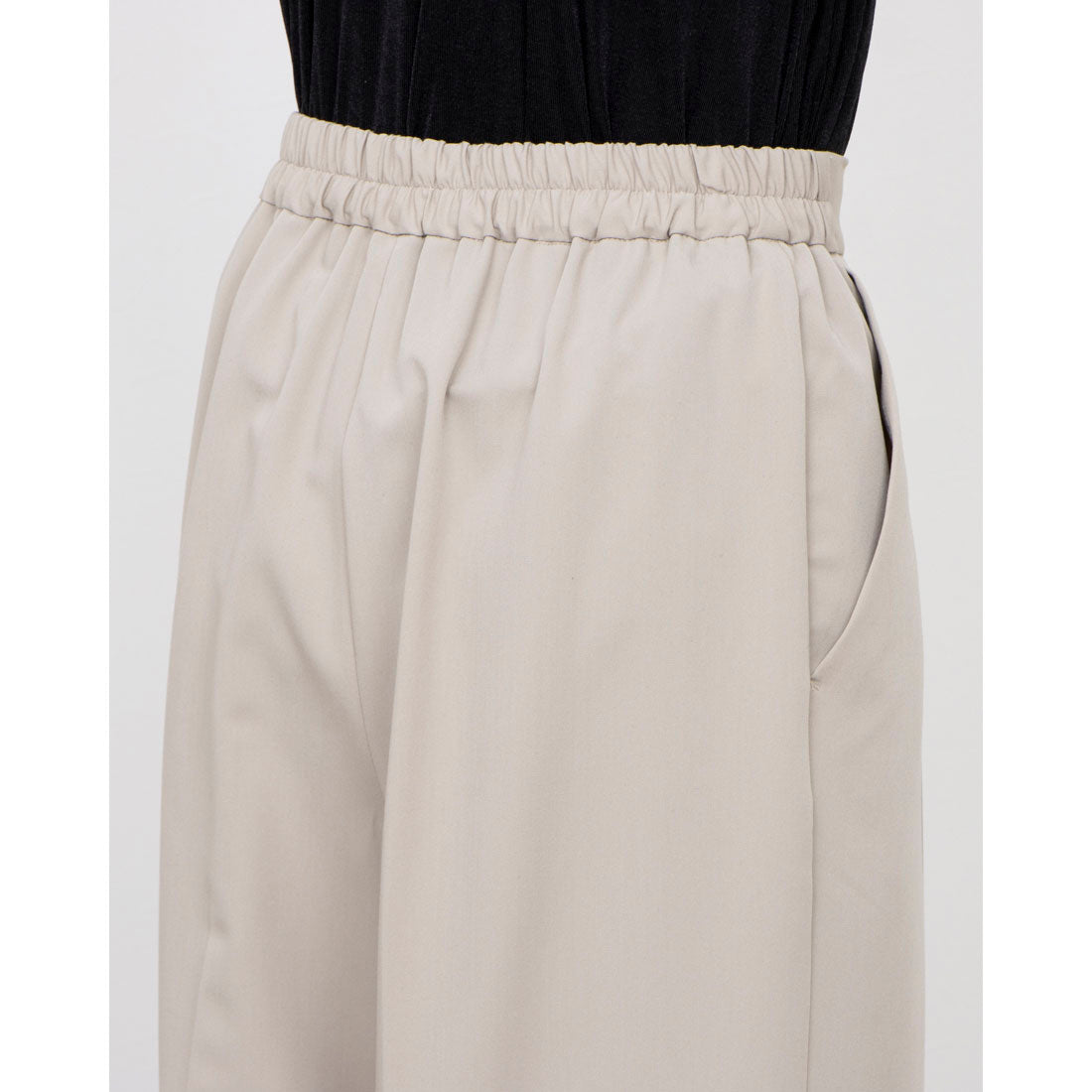 COMME CA ISM Polyester Rayon Stretch Wrap-Style Wide Pants