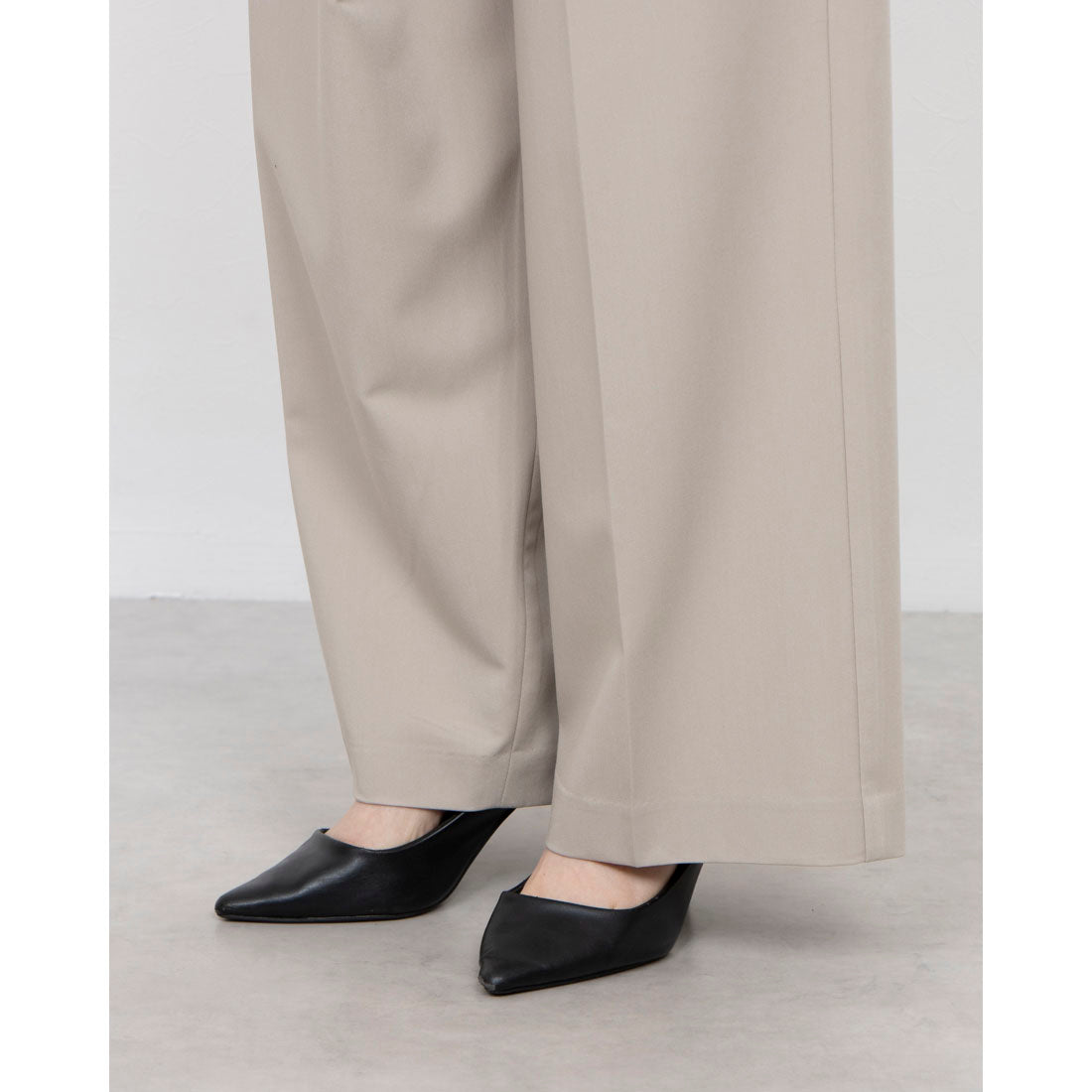 COMME CA ISM Polyester Rayon Stretch Wrap-Style Wide Pants