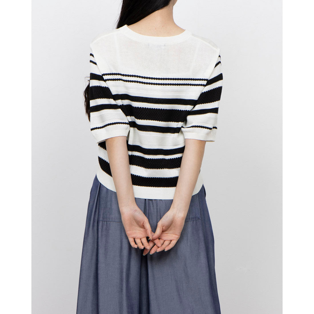 COMME CA ISM Random Stripe 5-Minute Sleeve Knit