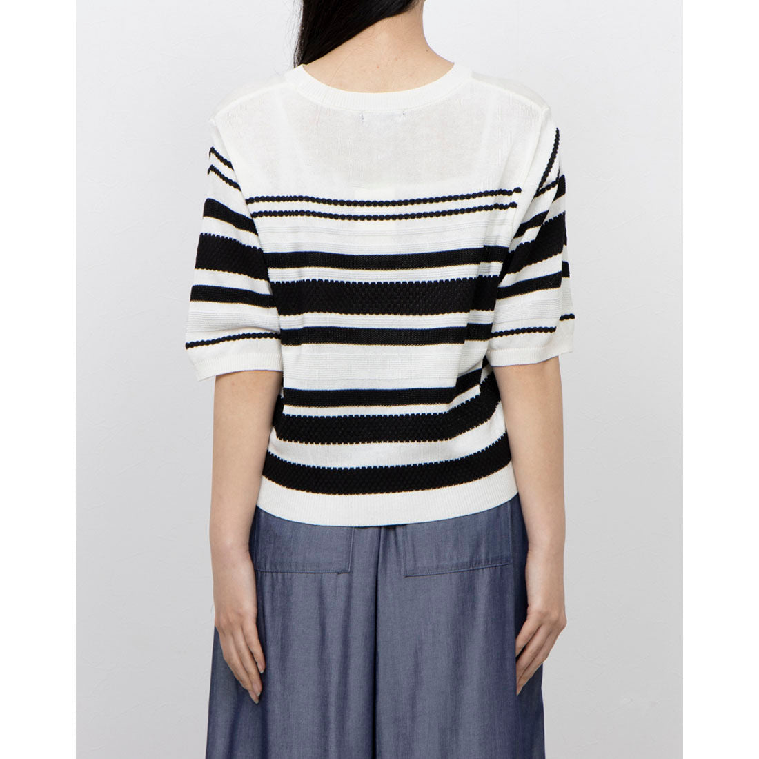 COMME CA ISM Random Stripe 5-Minute Sleeve Knit
