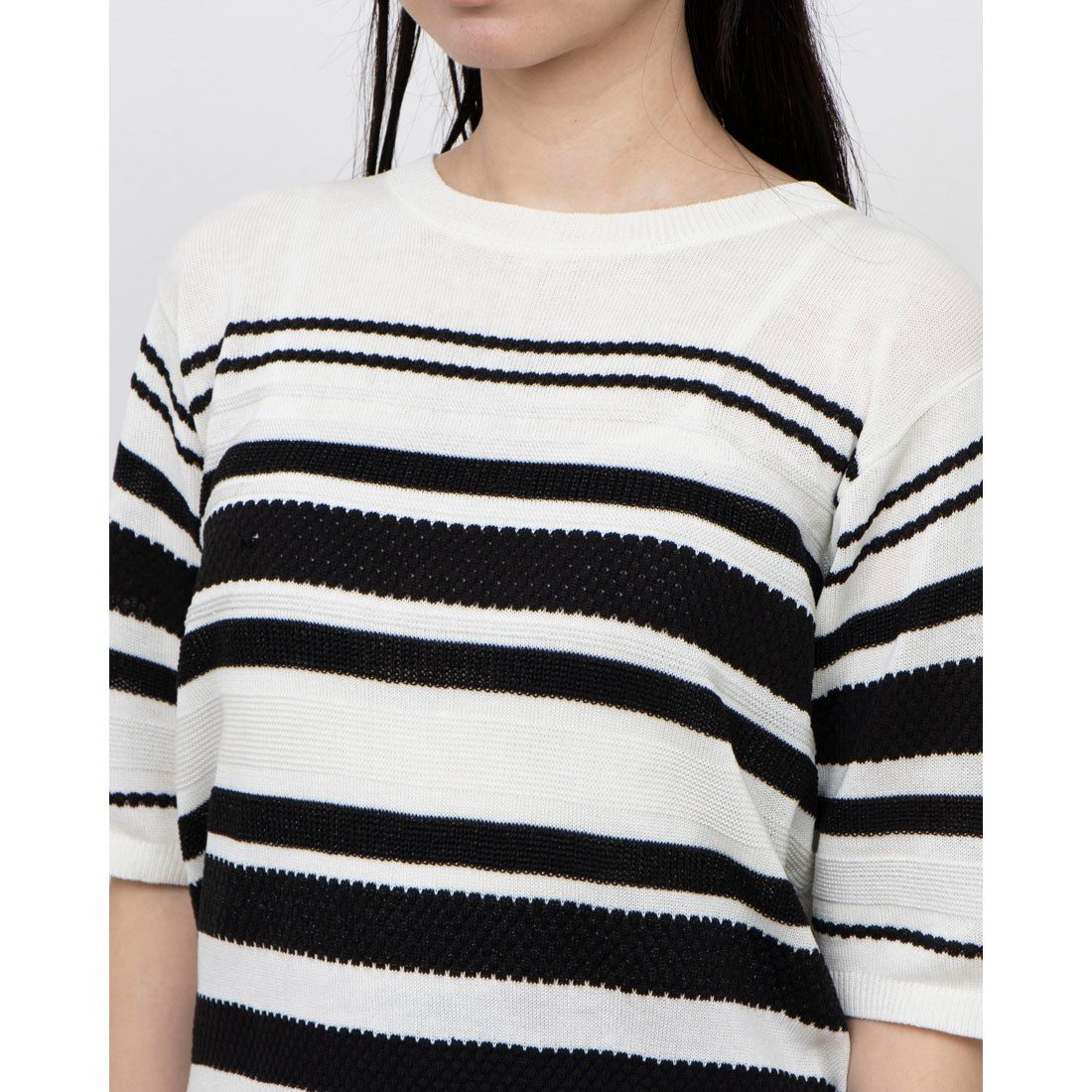 COMME CA ISM Random Stripe 5-Minute Sleeve Knit