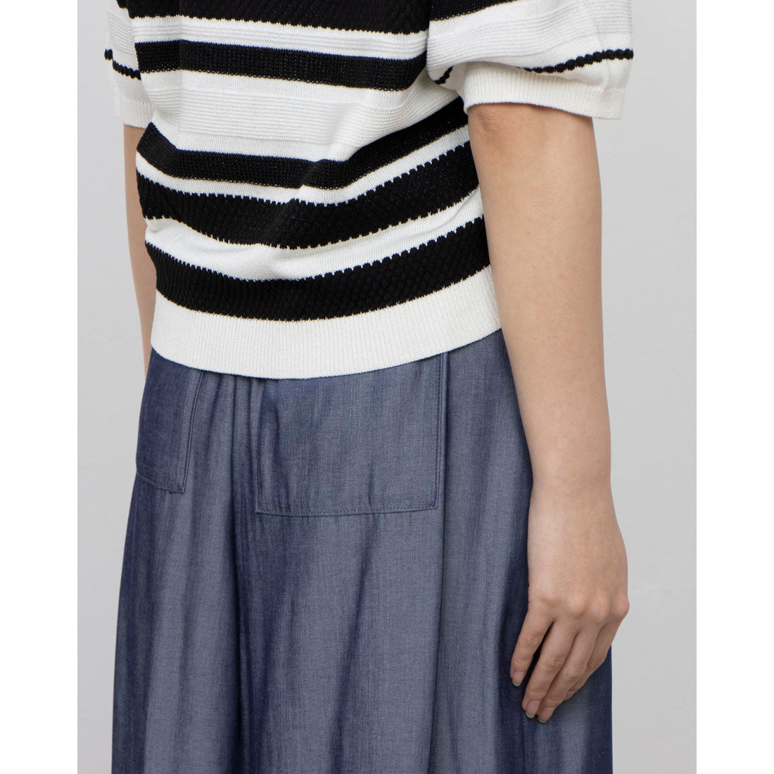 COMME CA ISM Random Stripe 5-Minute Sleeve Knit
