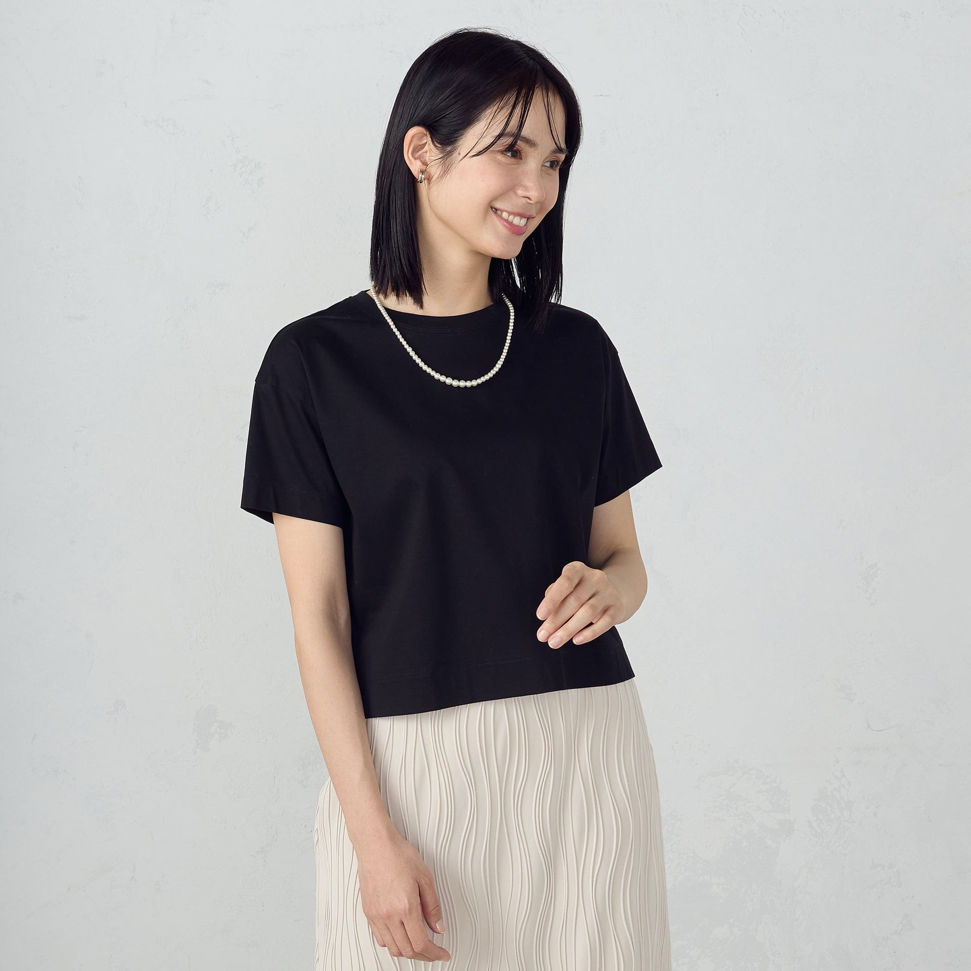 コムサイズム COMME CA ISM クロップド Tシャツ （ブラック） ブラック