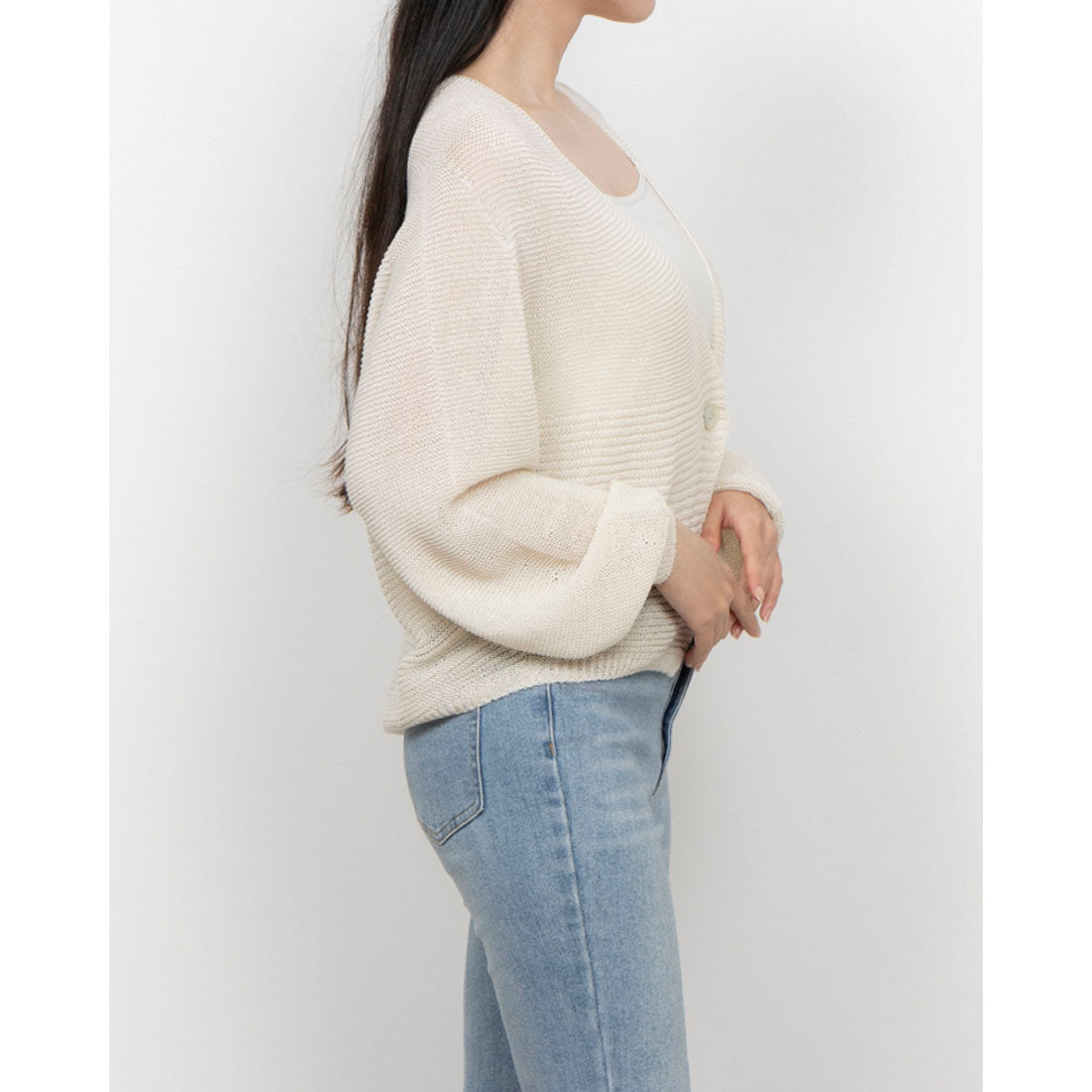 コムサイズム COMME CA ISM 日本製 ホールガーメント  和紙カーディガン （ホワイト） ホワイト