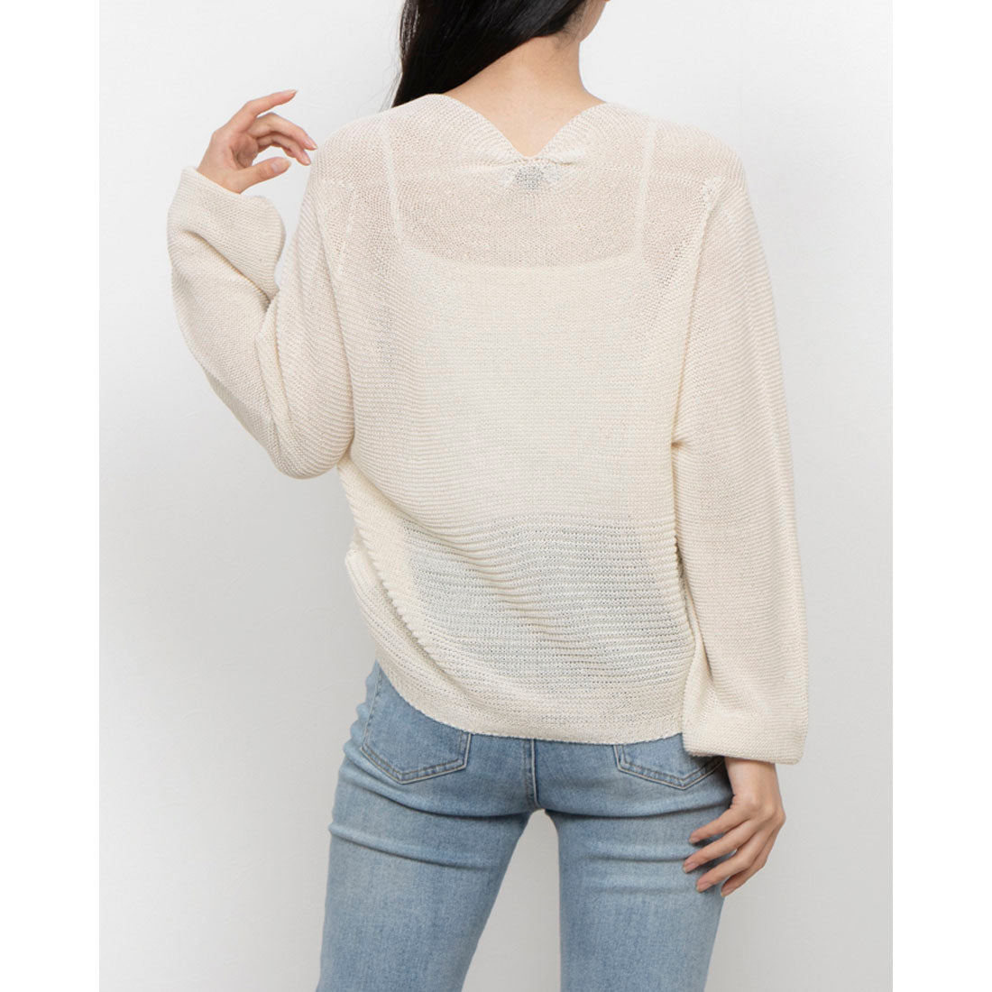 コムサイズム COMME CA ISM 日本製 ホールガーメント  和紙カーディガン （ホワイト） ホワイト