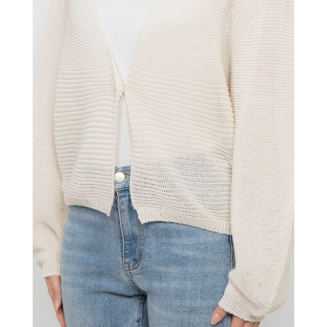 コムサイズム COMME CA ISM 日本製 ホールガーメント  和紙カーディガン （ホワイト） ホワイト