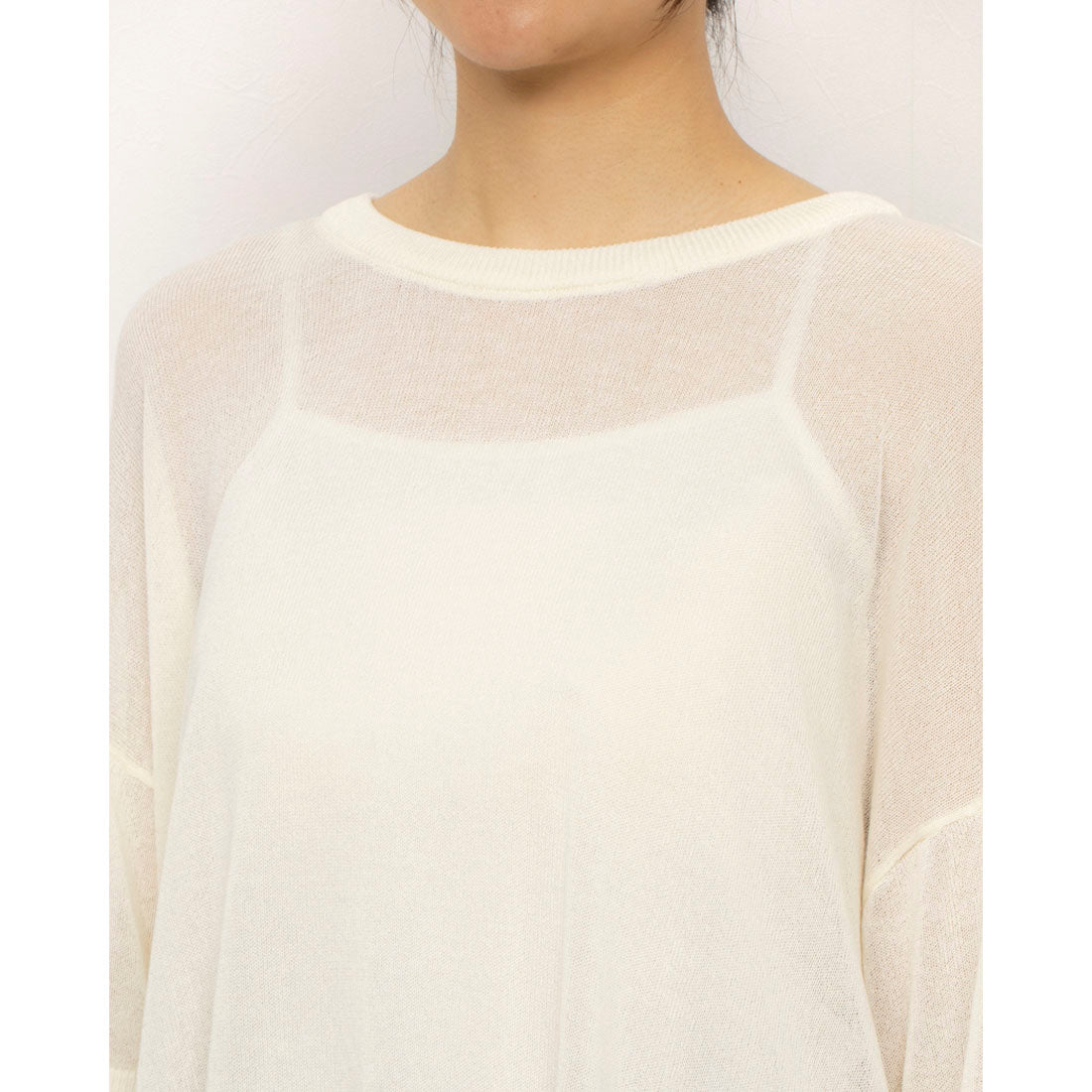 コムサイズム COMME CA ISM 前後2WAY シアー配色ニットT （アイボリー） アイボリー