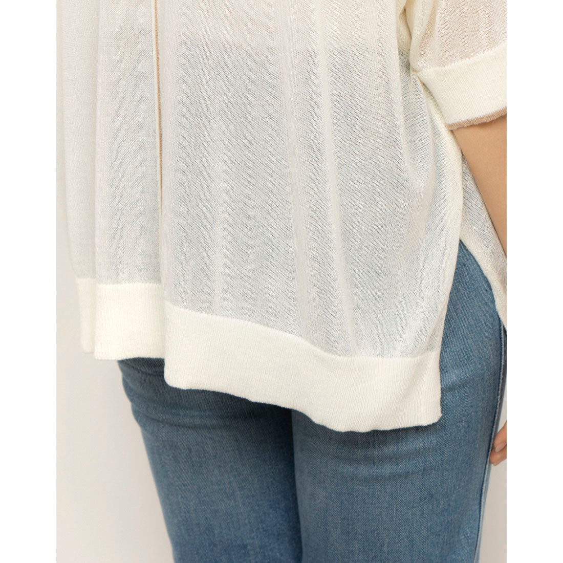 コムサイズム COMME CA ISM 前後2WAY シアー配色ニットT （アイボリー） アイボリー