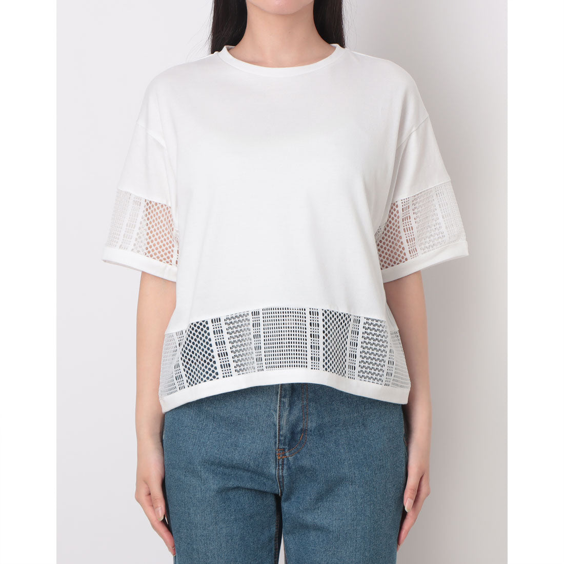 コムサイズム COMME CA ISM レースコンビ Tシャツ （ホワイト） ホワイト