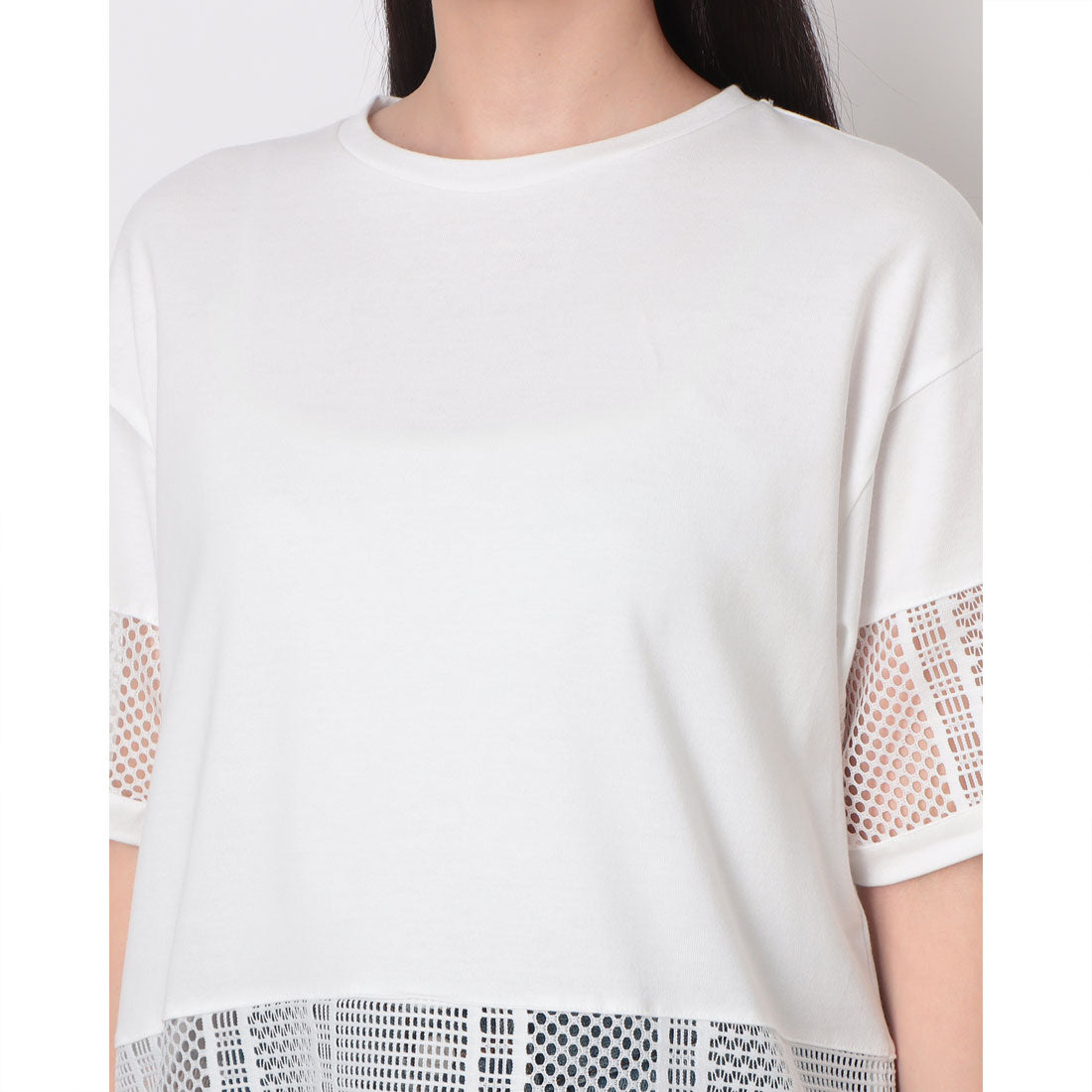 コムサイズム COMME CA ISM レースコンビ Tシャツ （ホワイト） ホワイト
