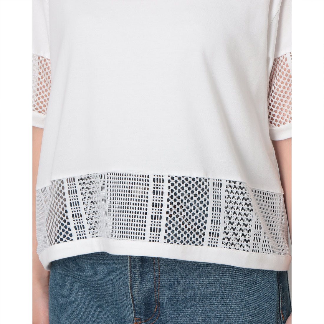 コムサイズム COMME CA ISM レースコンビ Tシャツ （ホワイト） ホワイト