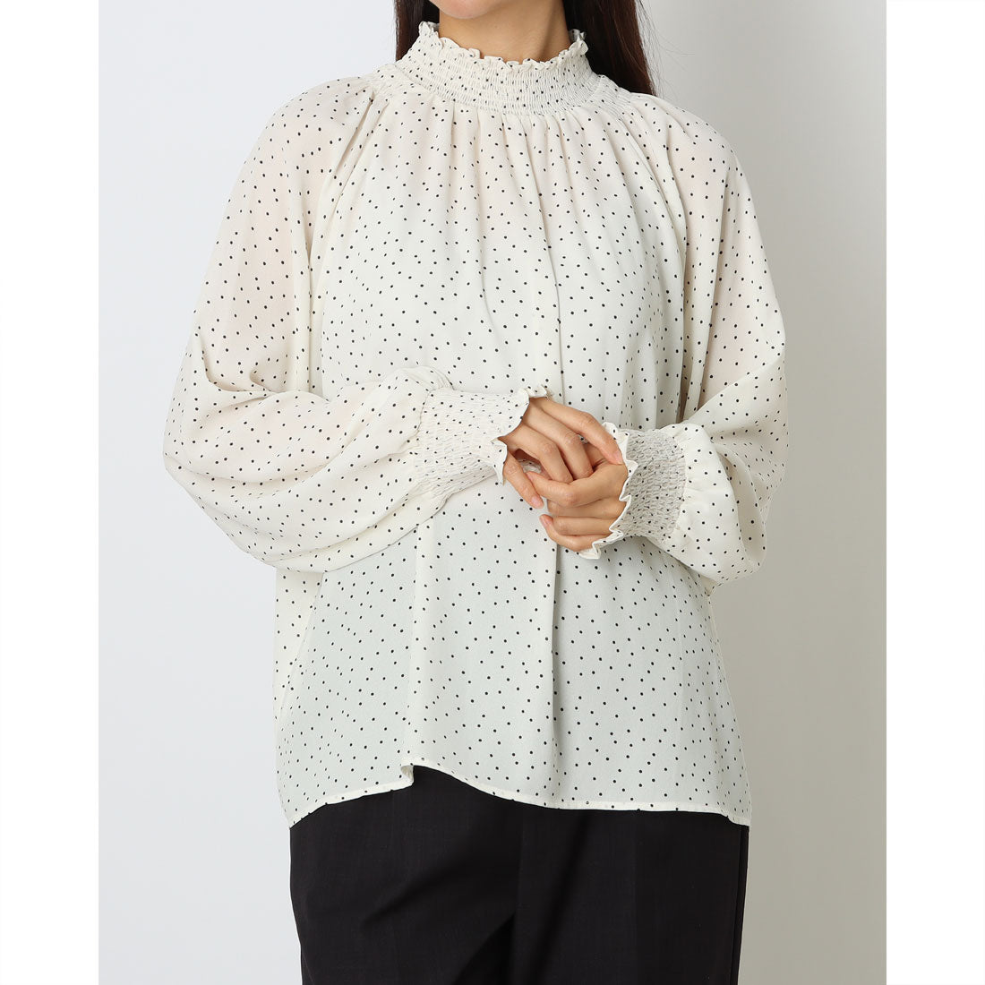 コムサイズム COMME CA ISM シャーリングブラウス （アイボリー） アイボリー