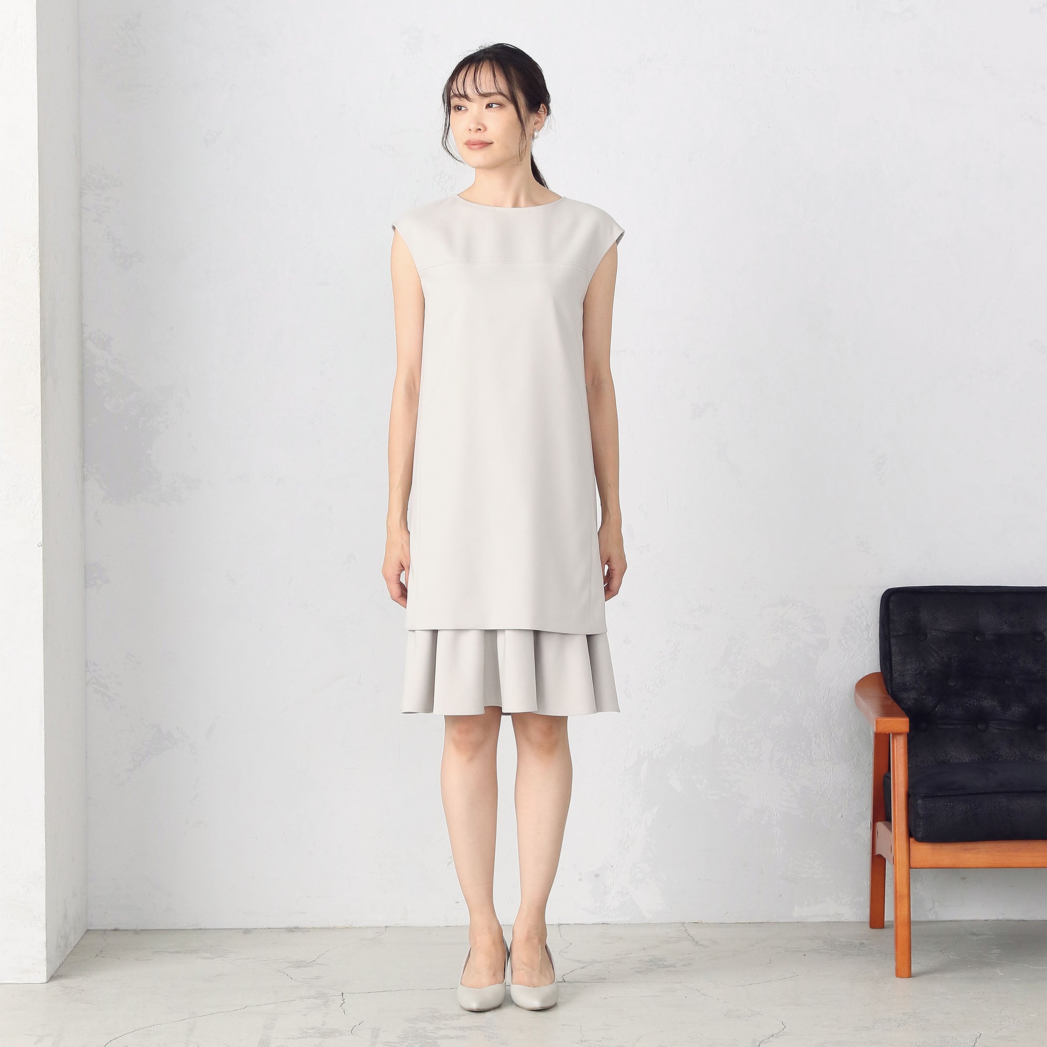 コムサイズム COMME CA ISM 【セットアップ対応】ラッフルワンピース （ブラック） ブラック