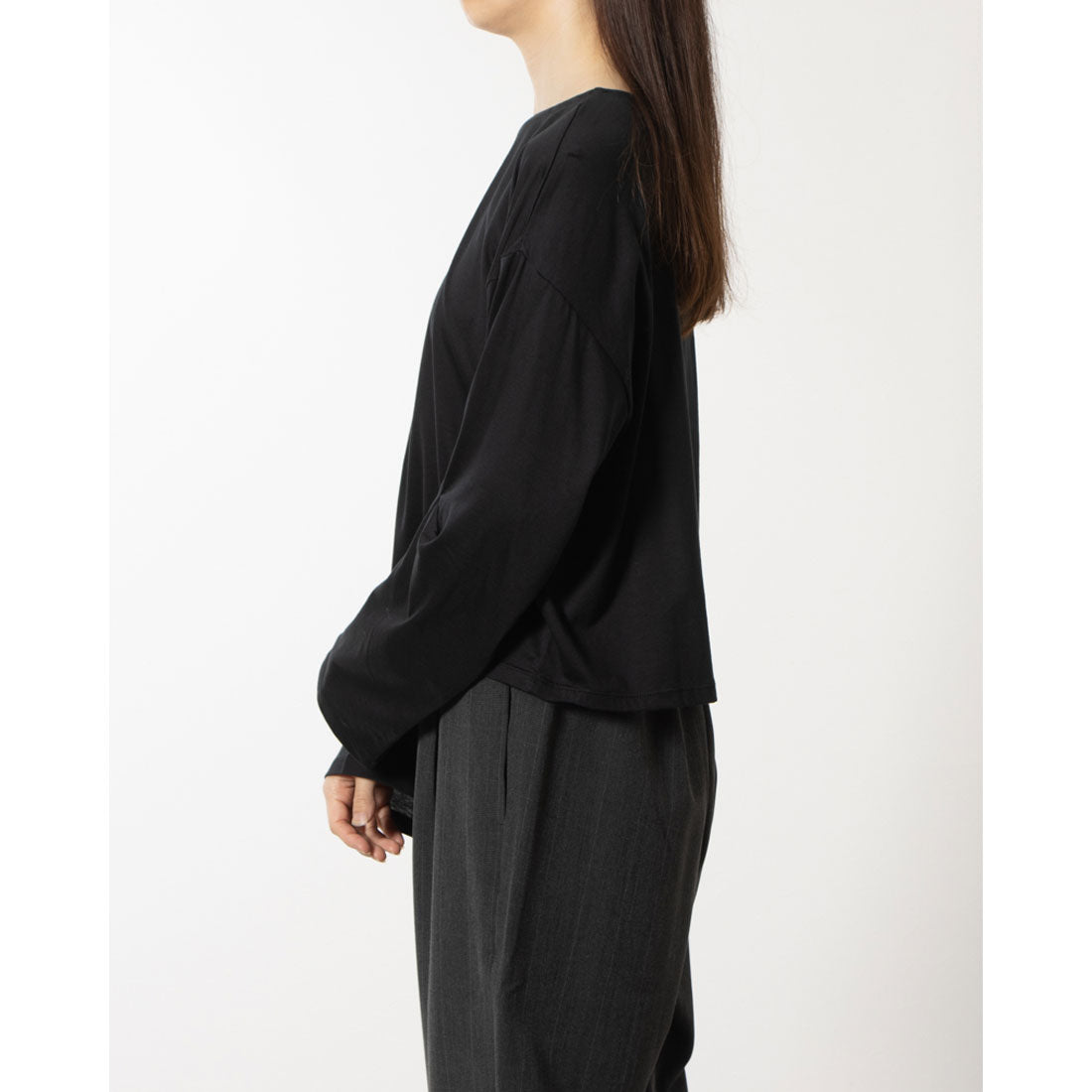コムサイズム COMME CA ISM 袖デザイン Tシャツ （長袖） （ブラック） ブラック