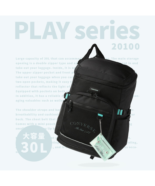 コンバース CONVERSE 新商品/水野/コンバース/プレイ/PLAY/スクエアリュック/30L【conー20100】 （ブラック×ブラック） ブラック×ブラック