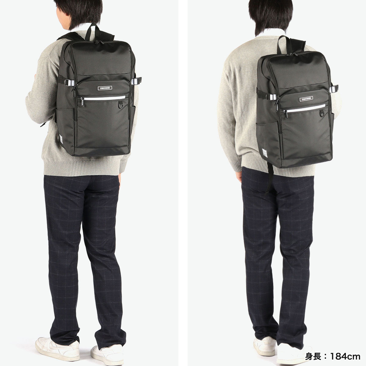 コンバース CONVERSE リュックサック メンズ レディース 軽量 大容量 ブランド カジュアル 通学 部活 スポーティ PC収納 A4 A3 35L 16inch defend ハーフジップリュック 20144 （ブラック×ホワイト） ブラック×ホワイト