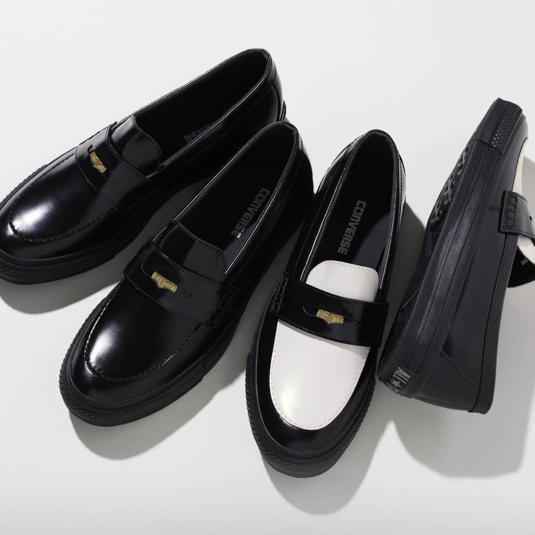 コンバース CONVERSE レディース メンズ スニーカー オールスター コインローファー レザー ローファー ローカット カジュアル （ブラック/ホワイト） ブラック/ホワイト