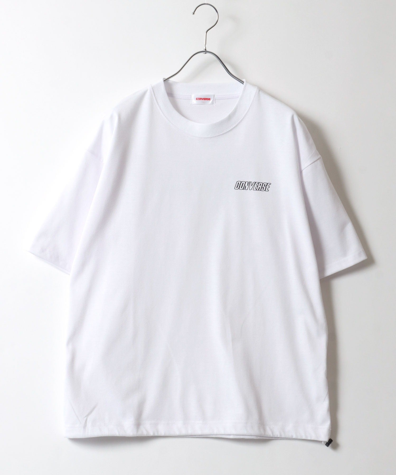コンバース CONVERSE UVカット 接触冷感 シューズイラストバックプリント 裾ドローコード付半袖Tシャツ レディース メンズ （ホワイト系その他2） ホワイト系その他2