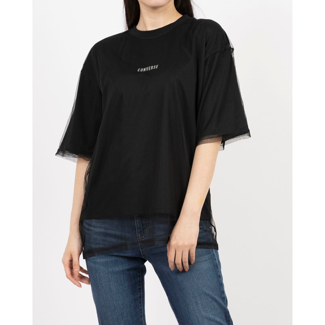 コンバース CONVERSE CONVERSE チュール レイヤード風 Tシャツ （ブラック） ブラック