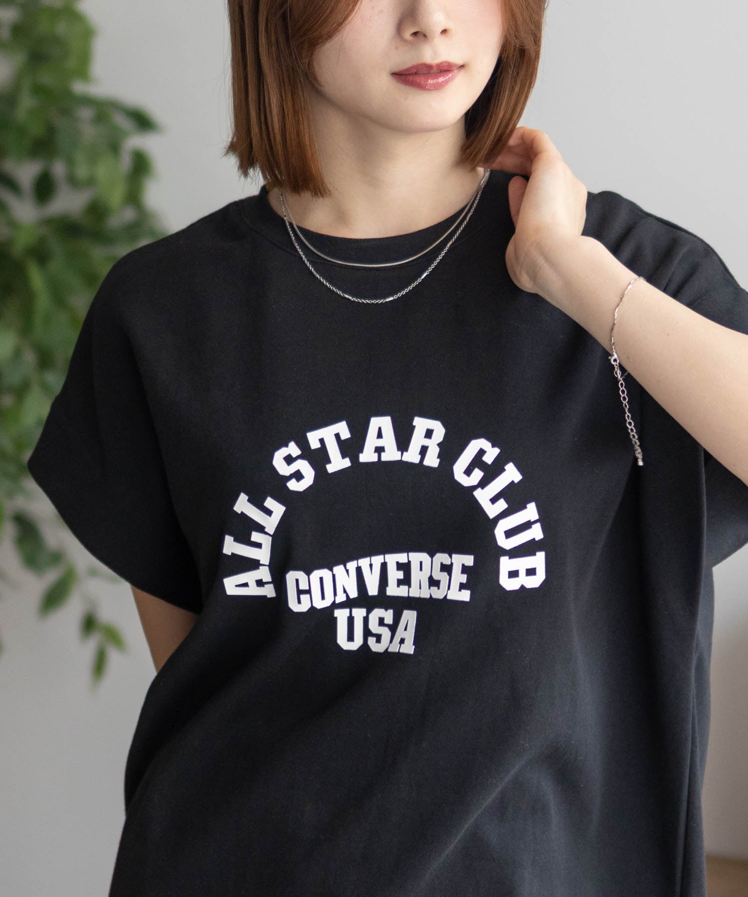 コンバース CONVERSE ポンチ素材 ボックスシルエットTシャツ （ベージュ） ベージュ