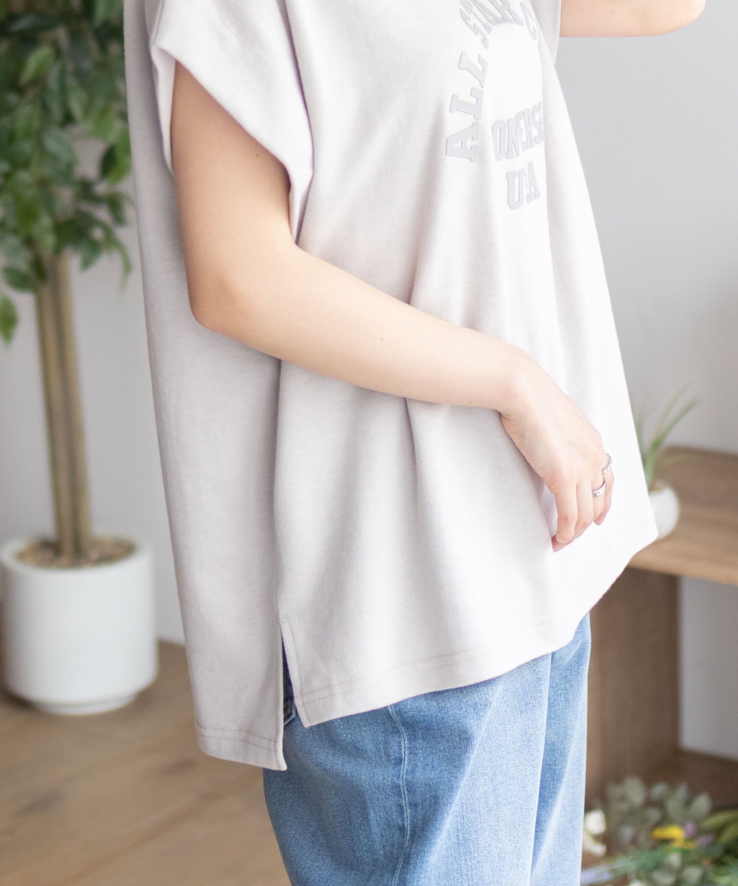 コンバース CONVERSE ポンチ素材 ボックスシルエットTシャツ （ベージュ） ベージュ