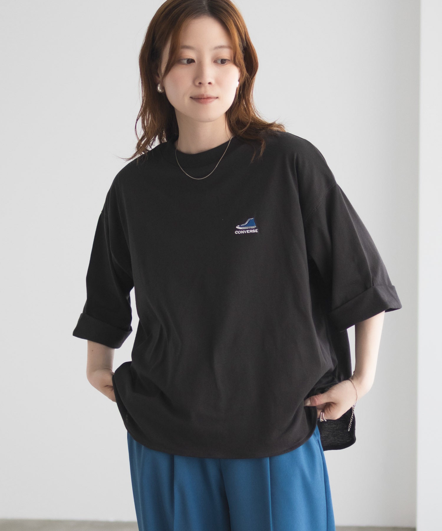 コンバース CONVERSE 袖ロールアップTシャツ （スミクロ） スミクロ